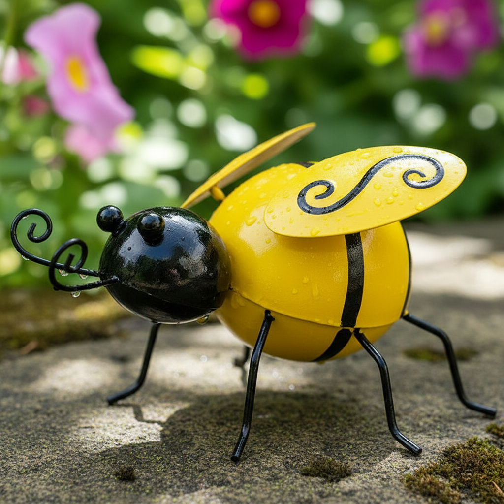 Décoration de jardin abeilles métal détail peinture résistante finition colorée