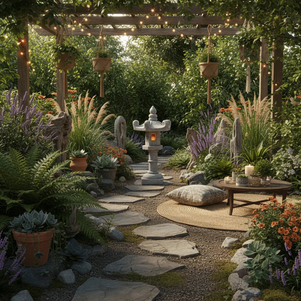 Décoration extérieur jardin Lanterne pagode jardin bohème éclectique polyvalence stylistique