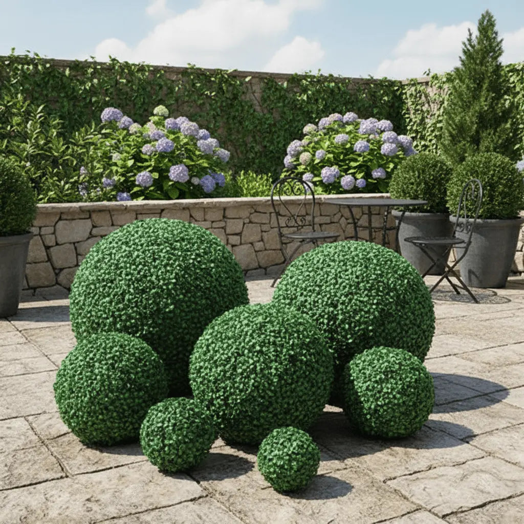 Décoration pour extérieur boule buis artificiel jardin topiaire végétale réaliste