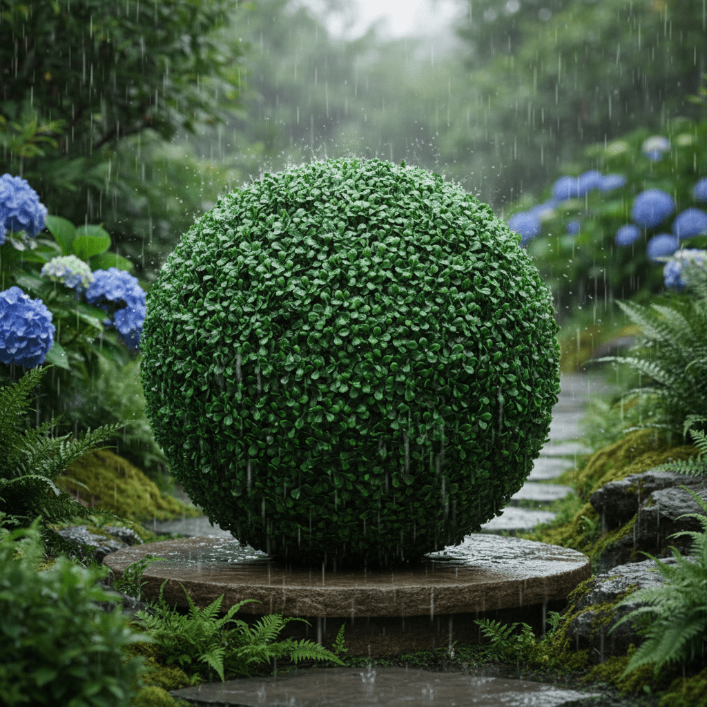 Décoration pour extérieur boule buis résistant intempéries UV pluie gel