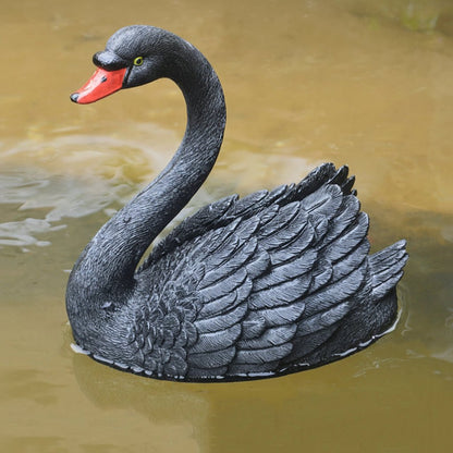 Décoration pour extérieur cygne résine noir 19x19x13cm sculpture flottante élégante