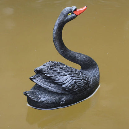 Décoration pour extérieur cygne résine noir 20x20x12cm ornement aquatique sombre