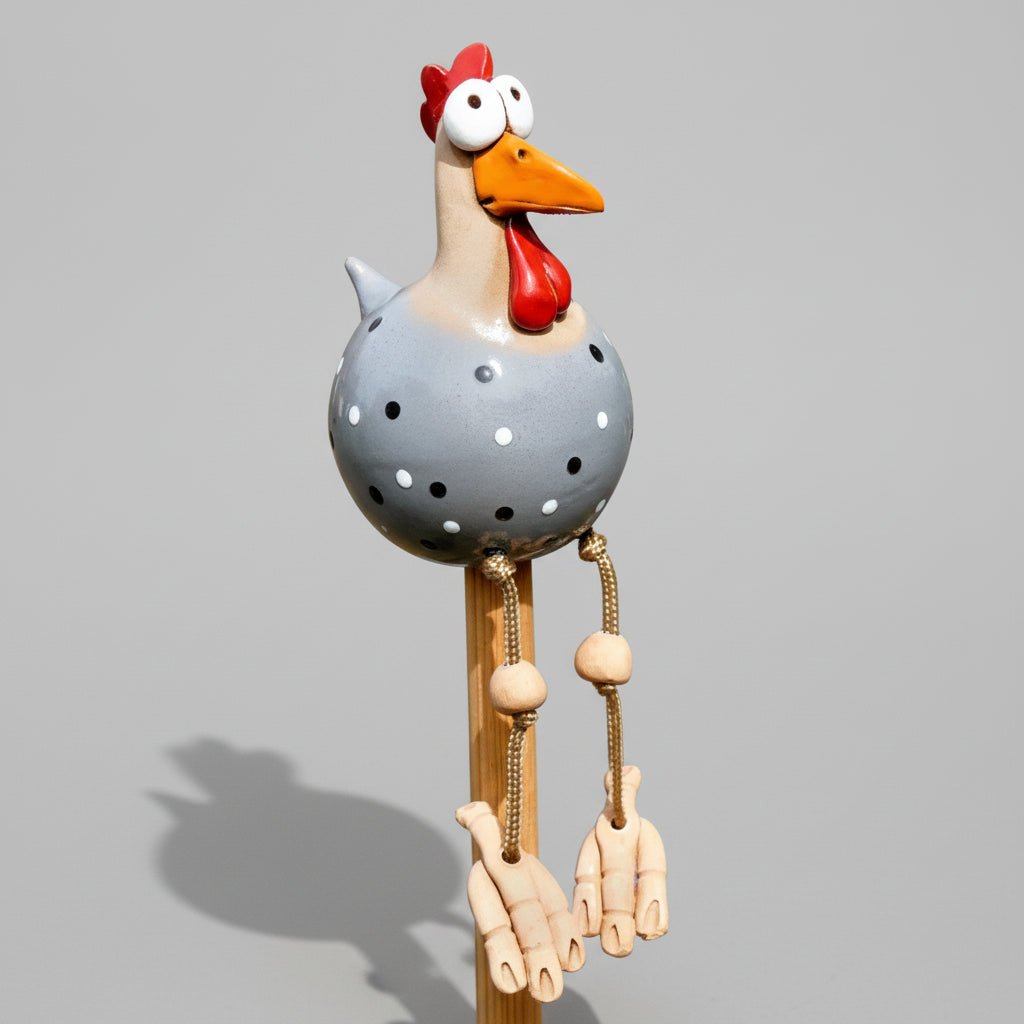 Décoration pour extérieur poule grise ombrée en résine sculpture jardin naturelle style nordique contemporain