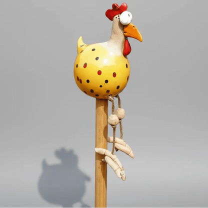 Décoration pour extérieur poule jaune tachetée en résine ornement jardin lumineux ambiance joyeuse colorée