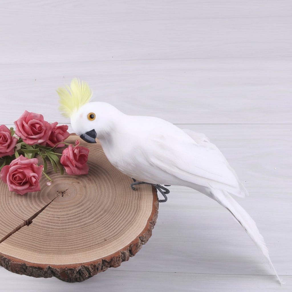 Décorations jardins perroquet simulation blanc pur 35cm élégant exotique