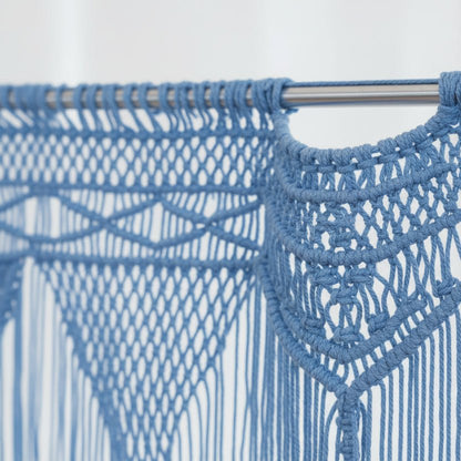 Détail rideau macrame tissé à la main motifs coton - qualité artisanale professionnelle