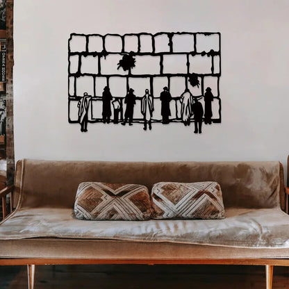 Decoration Murale Chambre noire représentant le Mur des Lamentations, avec des silhouettes.