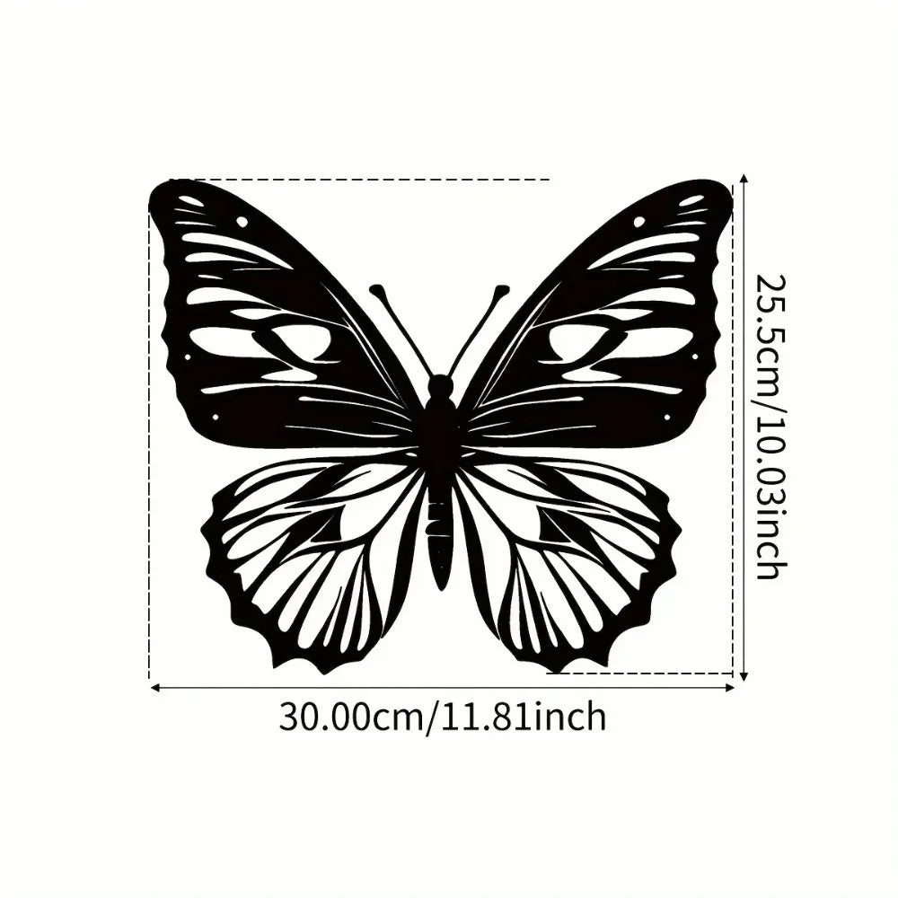 Grande silhouette noire de Decoration_Murale_Papillons avec motifs complexes, mesurant 30x25,5cm.
