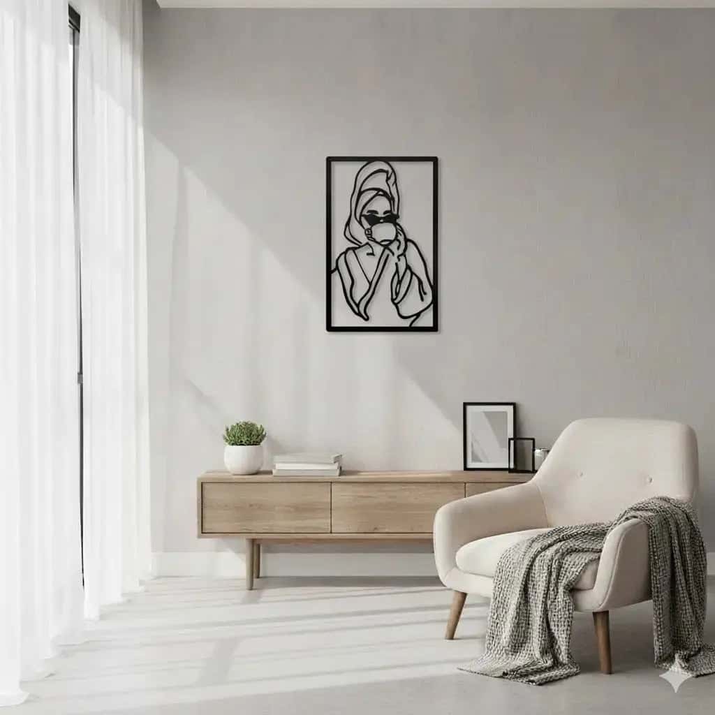 Silhouette féminine art abstrait noir pour decoration murale pour chambre.