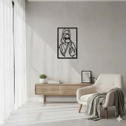 Silhouette féminine art abstrait noir pour decoration murale pour chambre.