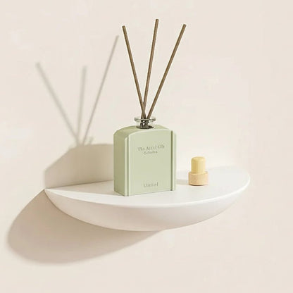 Etagere murale semi-circulaire bois naturel blanc, rangement flottant style scandinave bohème chic
