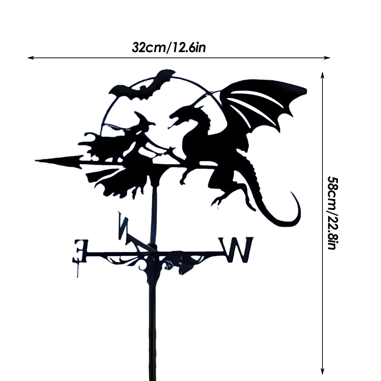 Girouette coq décorative sorcière dragon chauve-souris, ambiance Halloween.