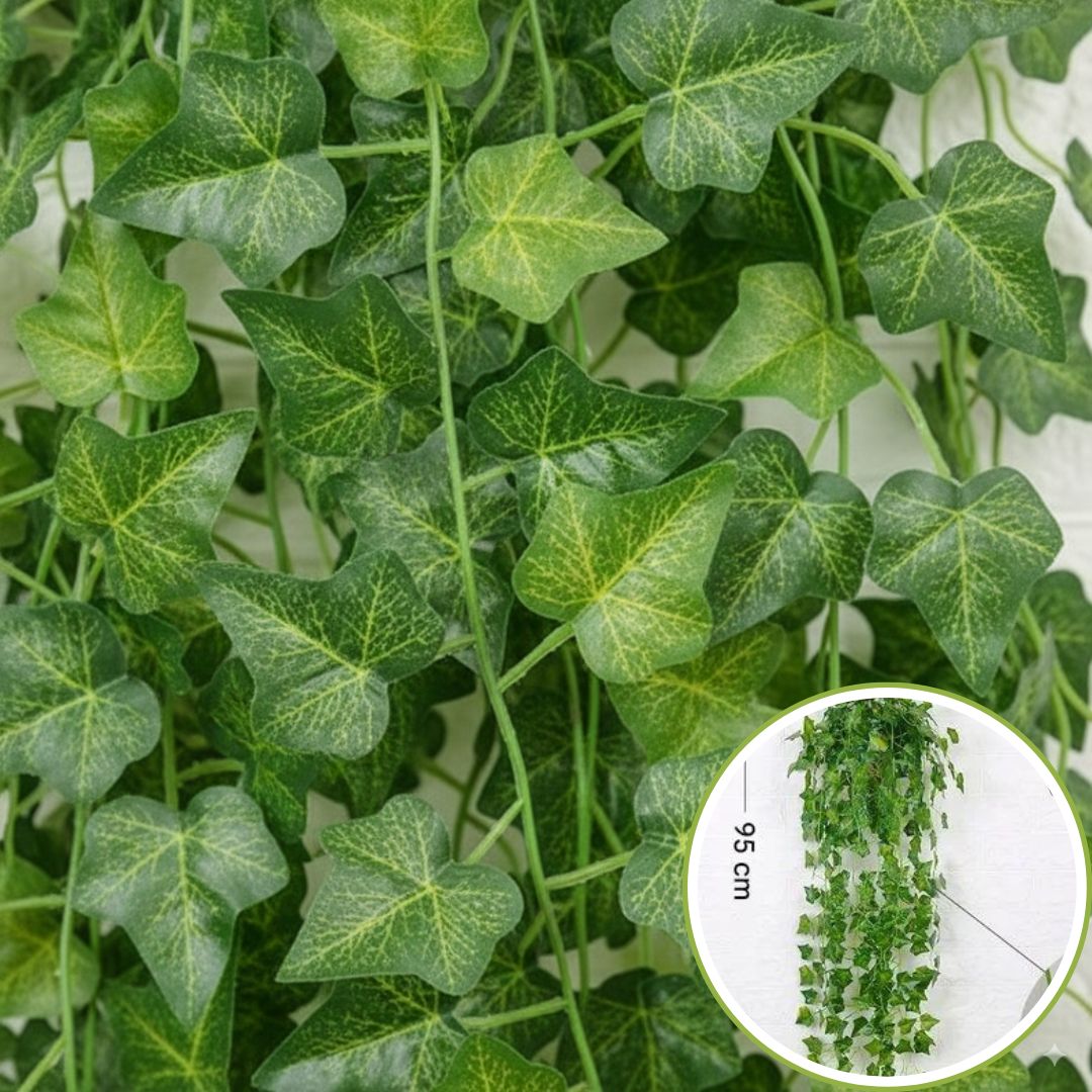 Magnifique guirlande Plantes artificielles retombantes lierre artificiel, idéale pour une décoration murale verdoyante.