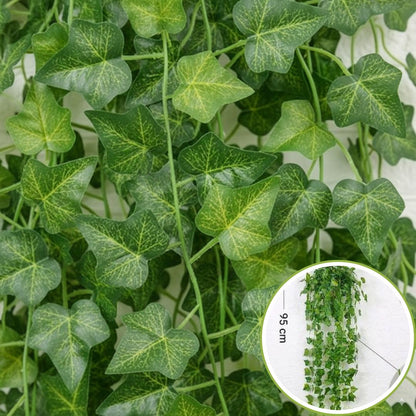 Magnifique guirlande Plantes artificielles retombantes lierre artificiel, idéale pour une décoration murale verdoyante.