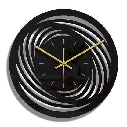 Horloge murale noire moderne motif floral Graphite 30cm — vue principale sur fond blanc, quartz silencieux.