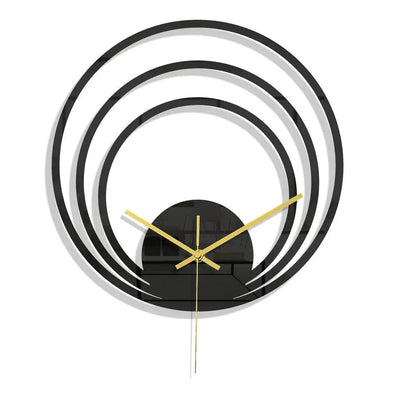 Horloge noire design acrylique ajourée motif floral 30cm — vue principale sur fond blanc.