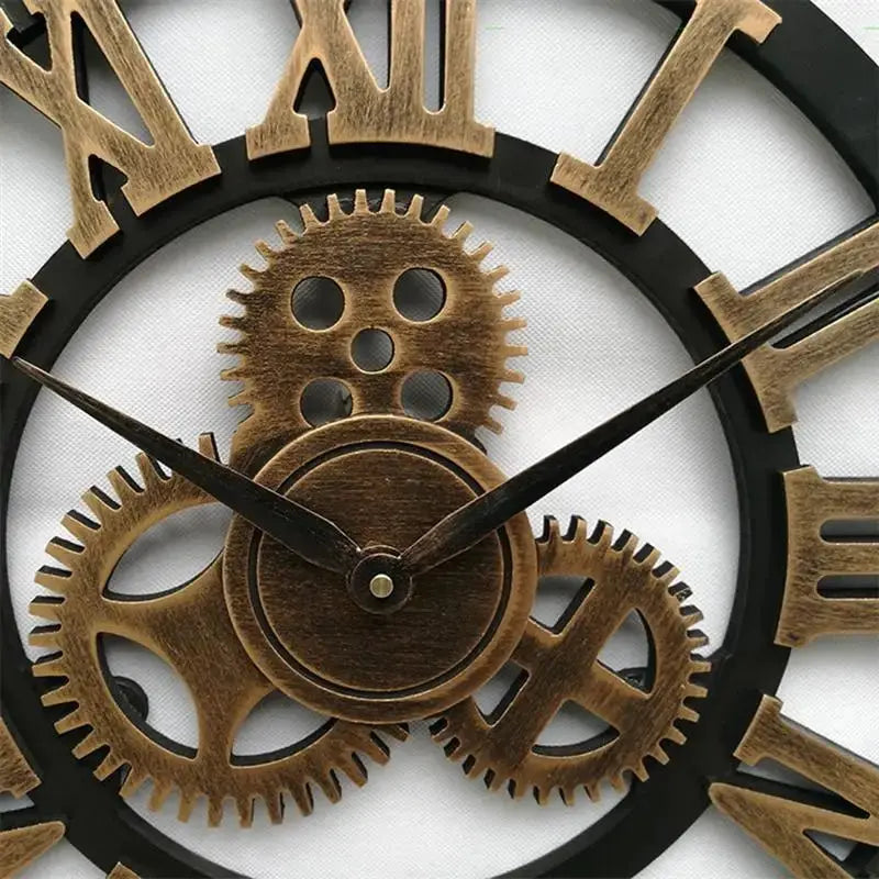 Horloge Murale Vintage Engrenages Mobiles 3D Steampunk | Romains Argent Or - Mafrenesiedecoration