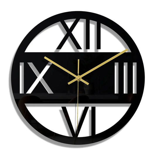 Horloge murale noire en acrylique avec motif floral, silencieuse, 30cm, design nordique, marque Mafrenesiedecoration.