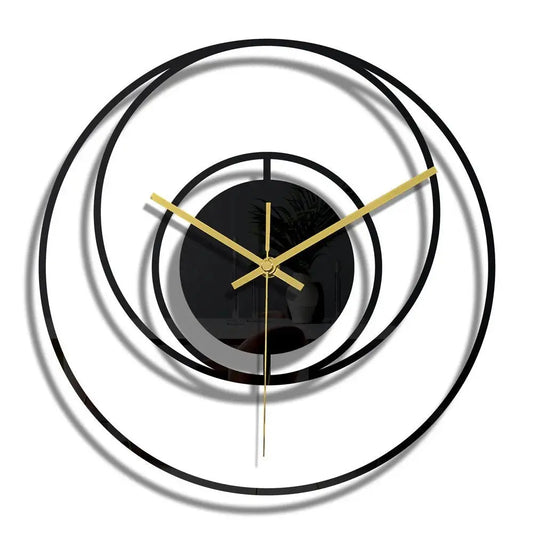Horloge murale noire ajourée motif floral 30cm variante Eclipse — acrylique silencieux style nordique.