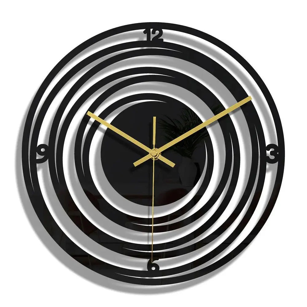 Horloge Murale Noire Acrylique Ajouree Motif Floral | Quartz Silencieuse Nordique 30cm - Mafrenesiedecoration