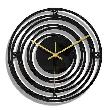 Horloge Murale Noire Acrylique Ajouree Motif Floral | Quartz Silencieuse Nordique 30cm - Mafrenesiedecoration