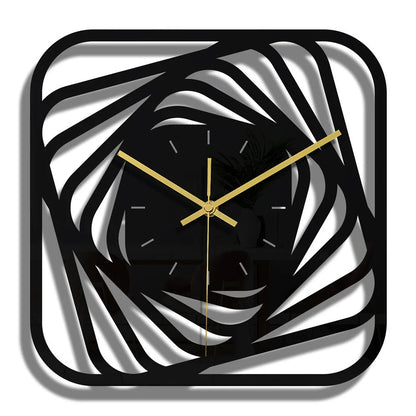 Horloge murale design noire ajourée en acrylique avec mécanisme silencieux style moderne.