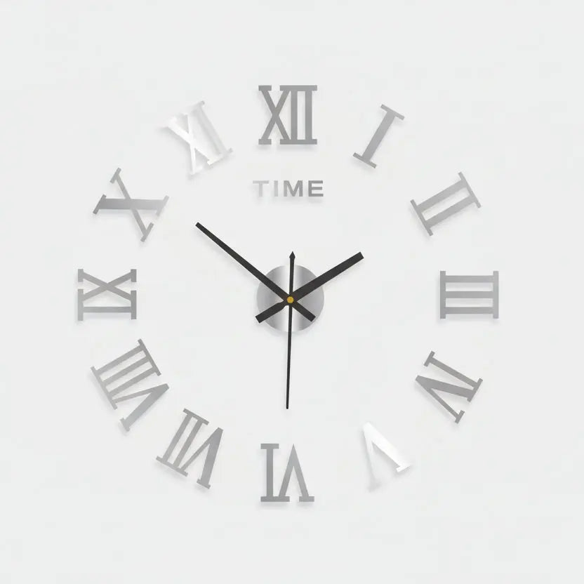 Horloge murale numérique DIY chiffres argent adhésifs repositionnables design moderne