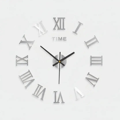 Horloge murale numérique DIY chiffres argent adhésifs repositionnables design moderne