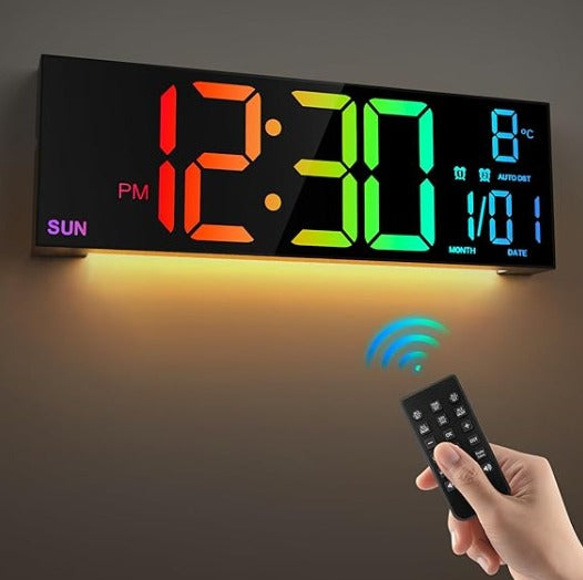 Horloge murale numérique LED 8 couleurs RGB multicolore vert orange comparaison