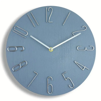Horloge murale ronde 30cm bleu cuisine installation rapide pile AA crochet inclus