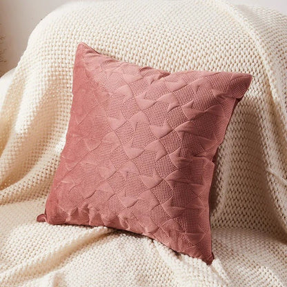 Housse coussin 45x45cm motif géométrique tons neutres pour salon scandinave

