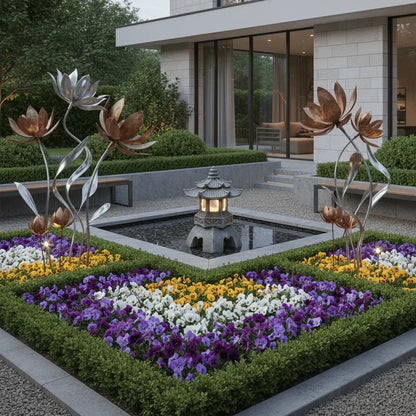 Jardin architectural décoration jardin Lantern design dialogue art nature composition paysagère sophistiquée