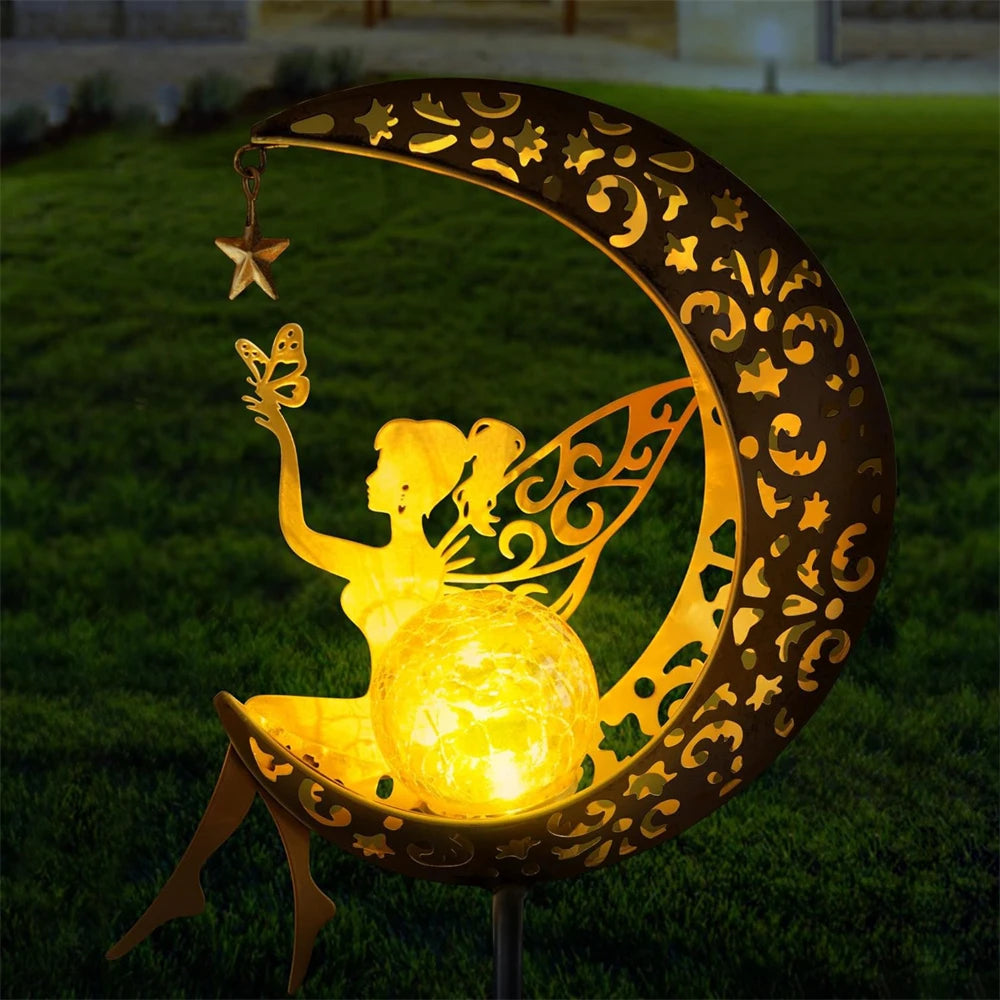 Lampe-solaire-pour-extérieur-forme-de-lune-Étoile