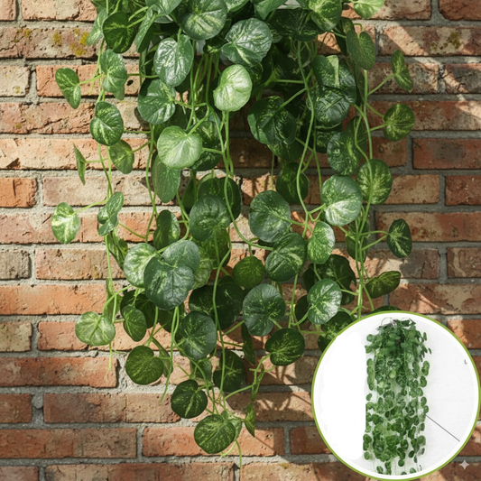 Ces Plantes artificielles retombantes imitent le lierre avec des feuilles vertes.