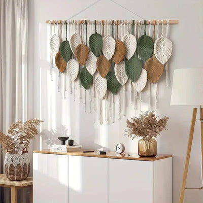 Macramé mural soleil suspendu, déco bohème en coton tissé à la main

