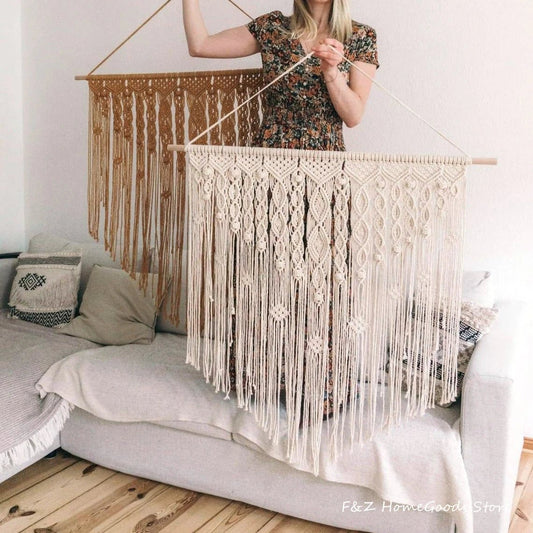 Macramé bohème Rayon fait main, style soleil, déco murale chic en coton naturel