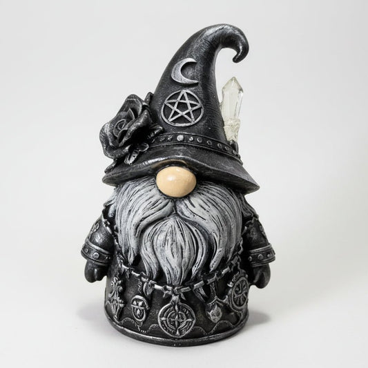 Nain de Jardin Noir Résine 12cm Sorcier Gothique | Statue Fantasy Mystique