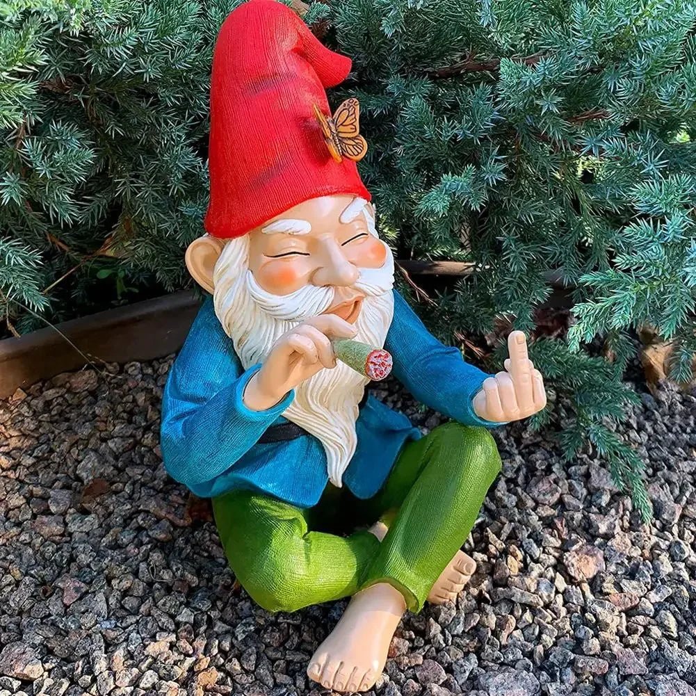 Nain de jardin doigt d'honneur fumeur résistant UV intempéries extérieur durable