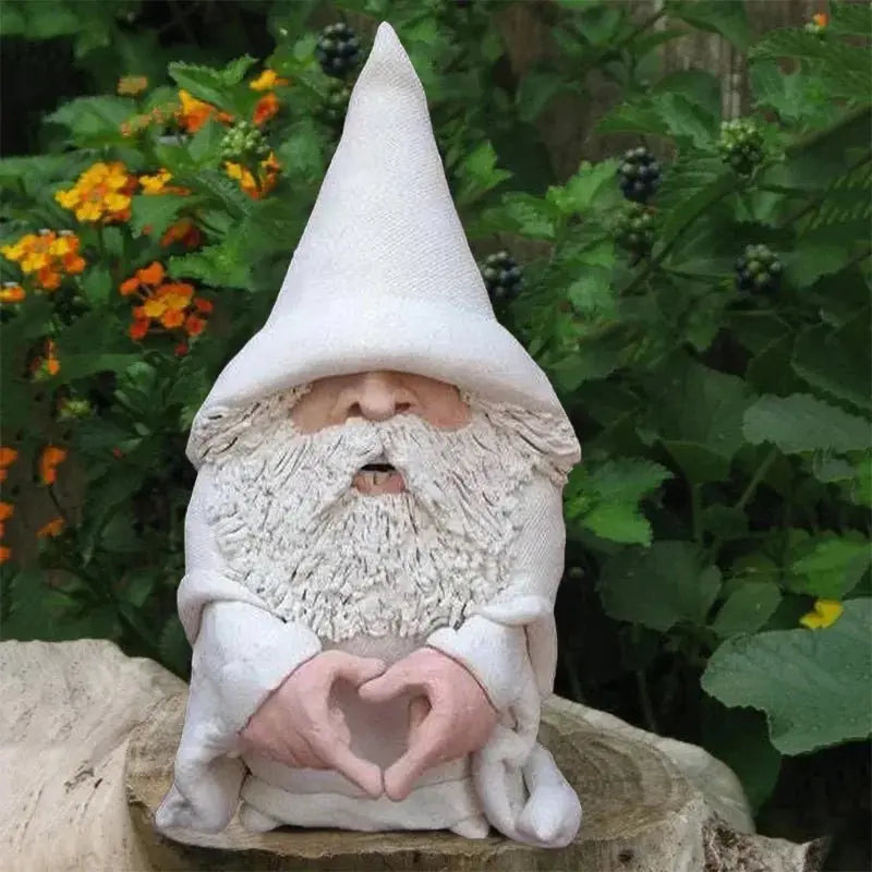 Nain de jardin doigt d'honneur résine blanc poses provocatrices humoristiques collection