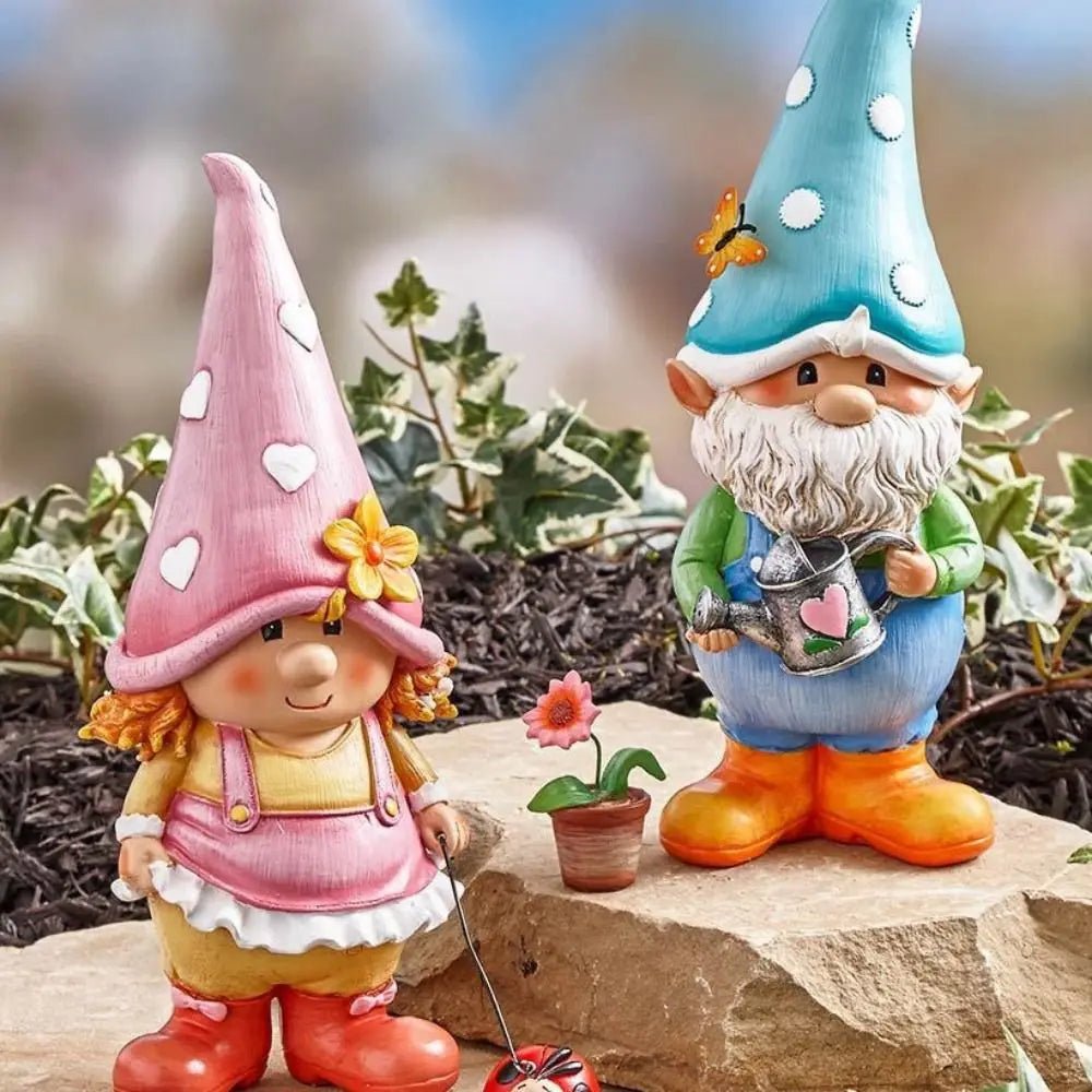 Nain de jardin femme enfants jouant imagination famille moments magiques