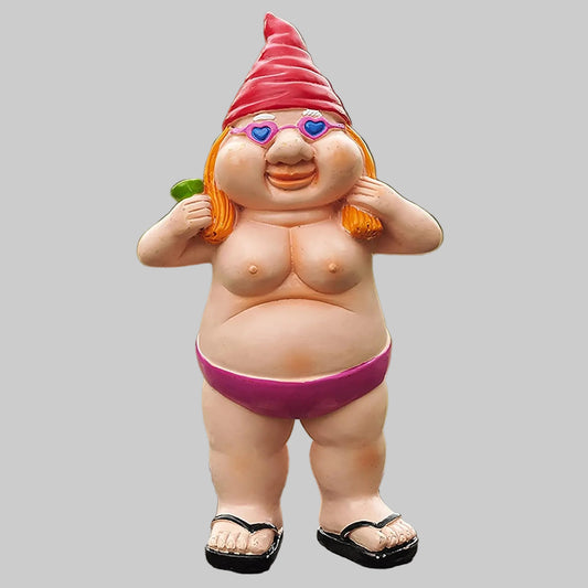 Nain de jardin femme résine thème plage vacances été statue féminine humoristique