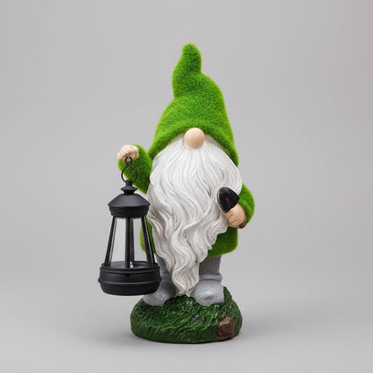 Nain de jardin grande taille résine floquée lampe solaire détail qualité