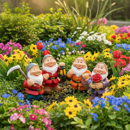 Nain de jardin rigolo collection 4 variantes massif fleurs jardin
