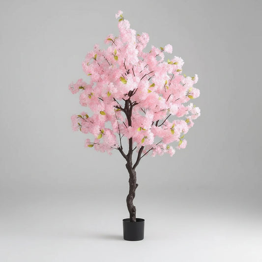 Plante artificielle haut de gamme luxe : le cerisier japonais Sakura rose pour une décoration de salon douce et poétique.