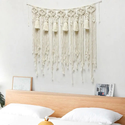 Rideau macramé Bohème – décoration artisanale en coton pour intérieur chic