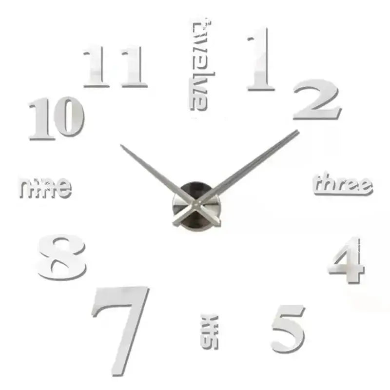 Horloge murale moderne 2023 en acrylique miroir avec design 3D, grand format, pour décoration intérieure, style fashion Mafrenesiedecoration
