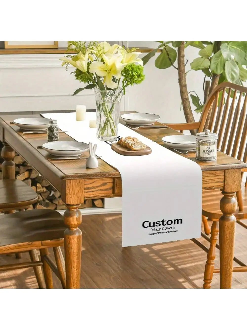 Chemin de table lin personnalisé décoration mariage et fête
