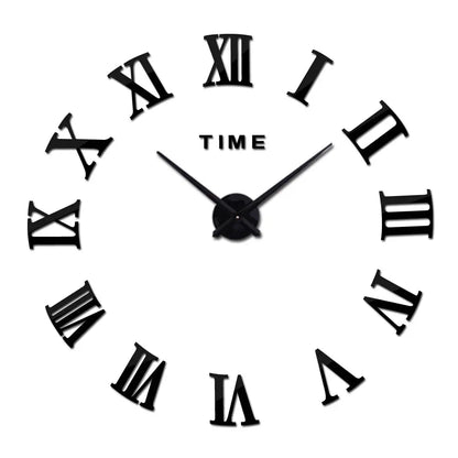 Horloge murale moderne 2023 en acrylique miroir, grand design 3D, style fashion, pour décoration salon ou maison.
