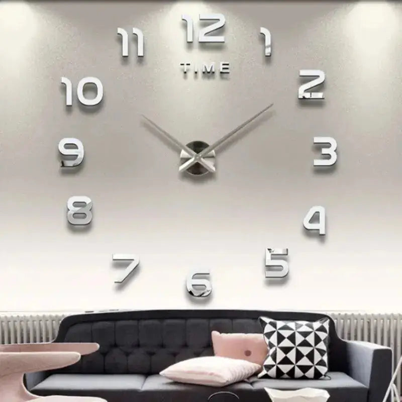 Horloge murale moderne 2023 en acrylique avec miroir, design 3D, grande taille, idéal pour décoration intérieure.