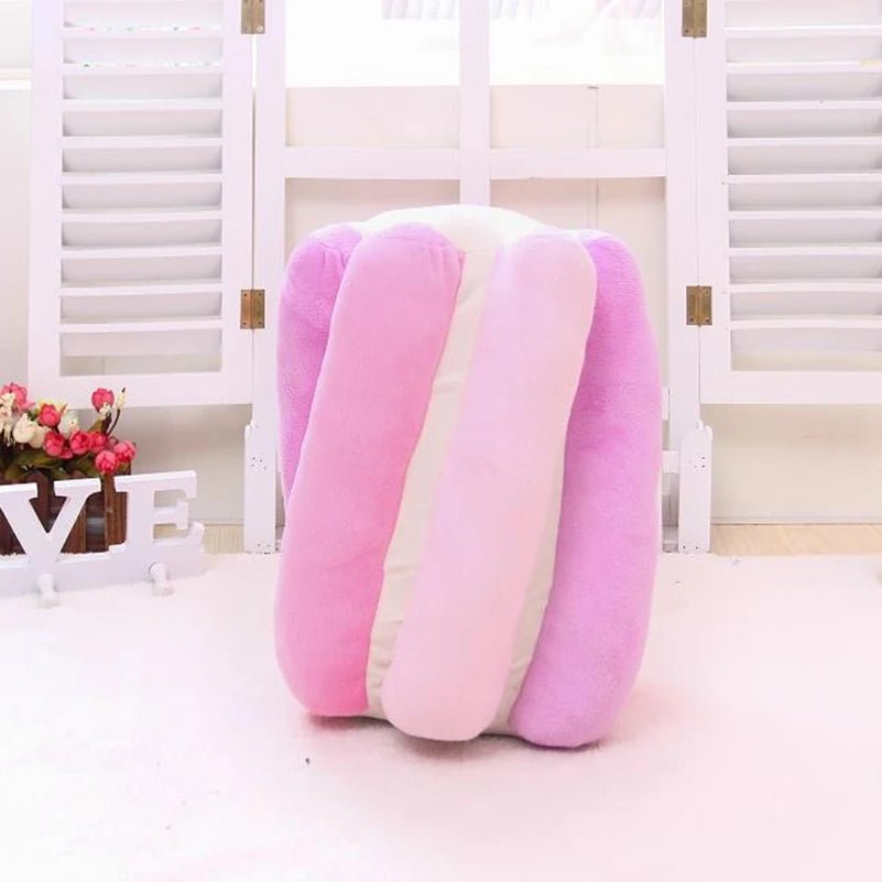 Coussin canapé donut peluche 38cm vue complète - gros coussin décoratif boho

